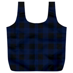 Black And Dark Blue Plaids Full Print Recycle Bag (xxl) by ConteMonfrey