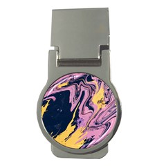 Pink Black And Yellow Abstract Painting Money Clips (round)  by Wegoenart