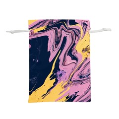 Pink Black And Yellow Abstract Painting Lightweight Drawstring Pouch (m) by Wegoenart