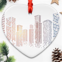 Buildings, Building City Building Condominium Skyscraper Heart Ornament (two Sides) by Jancukart