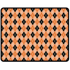 Halloween Inspired Black Orange Diagonal Plaids Fleece Blanket (medium)  by ConteMonfrey