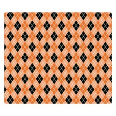 Halloween Inspired Black Orange Diagonal Plaids Double Sided Flano Blanket (small)  by ConteMonfrey