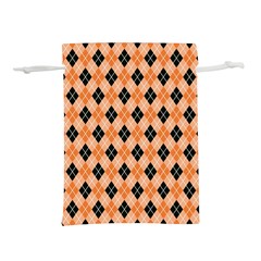 Halloween Inspired Black Orange Diagonal Plaids Lightweight Drawstring Pouch (m) by ConteMonfrey