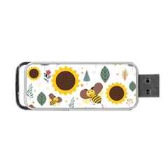 Nature Honeybee Sunflower Leaves Leaf Seamless Background Portable Usb Flash (one Side) by Jancukart