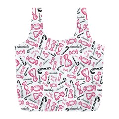 Candy Pink Black-cute Sweat Full Print Recycle Bag (l) by Ravend
