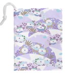 Purple Japanese Pattern Texture Violet Textile Drawstring Pouch (4XL) Back