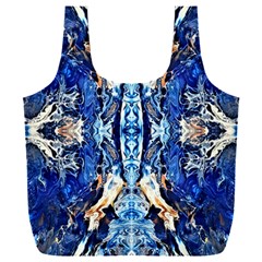 Cobalt On Gold Symmetry Full Print Recycle Bag (xxl) by kaleidomarblingart
