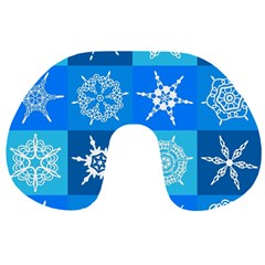 Xmas Christmas Pattern Snow Background Blue Decoration Travel Neck Pillow by danenraven