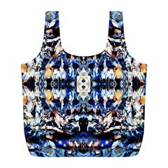 Cobalt Symmetry Full Print Recycle Bag (l) by kaleidomarblingart