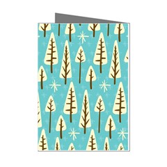 Vector-white-cartoon-trees-pattern Mini Greeting Cards (pkg Of 8) by nateshop