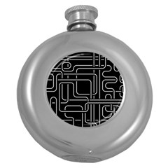 Illustration Circuit Cpu Pcb Electronic Wires Round Hip Flask (5 Oz) by Wegoenart