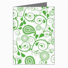 Paisley Floral Green Background Greeting Card by Wegoenart
