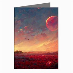 Fantasy World Red Bubbles Landscape Greeting Cards (pkg Of 8) by Wegoenart