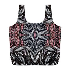 Pink Grey Repeats Symmetry Full Print Recycle Bag (l) by kaleidomarblingart