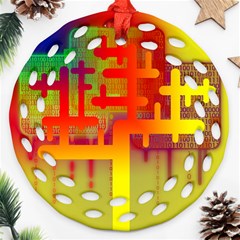 Code Binary System Ornament (round Filigree) by Wegoenart