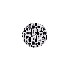 Wine Pattern Black White 1  Mini Buttons by Jancukart