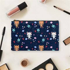 Cute-astronaut-cat-with-star-galaxy-elements-seamless-pattern Cosmetic Bag (medium) by Jancukart