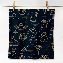 Dark-seamless-pattern-symbols-landmarks-signs-egypt -- Face Towel by Jancukart