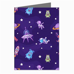 Space Seamless Pattern Greeting Cards (pkg Of 8) by Wegoenart