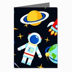 Space Seamless Pattern ---- Greeting Cards (pkg Of 8) by Wegoenart