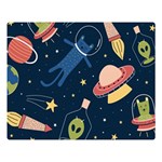 Seamless Pattern With Funny Alien Cat Galaxy Double Sided Flano Blanket (Large)  80 x60  Blanket Front