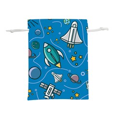 Rocket Ship Space Seamless Pattern Lightweight Drawstring Pouch (m) by Wegoenart