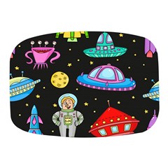 Seamless Pattern With Space Object Ufo Rocket Alien Hand Drawn Element Space Mini Square Pill Box by Wegoenart