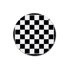 Chess Board Background Design Rubber Round Coaster (4 Pack) by Wegoenart