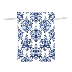 Blue And White Ornament Damask Vintage Lightweight Drawstring Pouch (l) by ConteMonfrey