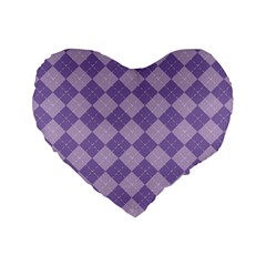 Diagonal Comfort Purple Plaids Standard 16  Premium Heart Shape Cushions by ConteMonfrey