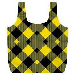 Yellow Diagonal Plaids Full Print Recycle Bag (xl) by ConteMonfrey