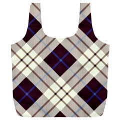 Blue, Purple And White Diagonal Plaids Full Print Recycle Bag (xxl) by ConteMonfrey
