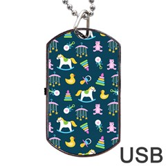 Cute Babies Toys Seamless Pattern Dog Tag Usb Flash (two Sides) by Wegoenart