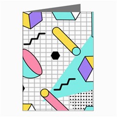 Tridimensional-pastel-shapes-background-memphis-style Greeting Cards (pkg Of 8) by Wegoenart