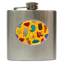 Graffiti Characters Seamless Ornament Hip Flask (6 Oz) by Wegoenart