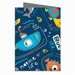 Seamless Pattern Vector Submarine With Sea Animals Cartoon Greeting Cards (Pkg of 8) Right