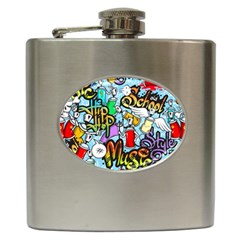 Graffiti Characters Seamless Patterns Hip Flask (6 Oz) by Wegoenart