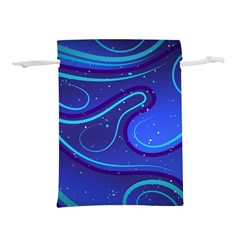 Wavy Abstract Blue Lightweight Drawstring Pouch (m) by Ravend