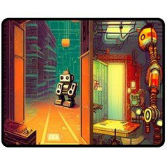 Illustration Robot Cute Sweet Futuristic Fleece Blanket (medium)  by Wegoenart