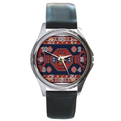 Armenian Carpet Round Metal Watch by Gohar
