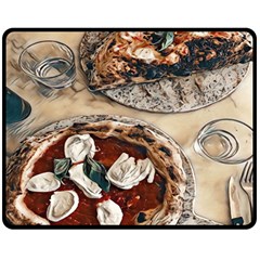 Pizza And Calzone Double Sided Fleece Blanket (medium)  by ConteMonfrey
