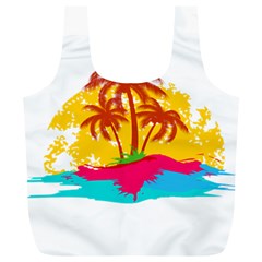 Holiday Tropical Elements Leaf Orange Full Print Recycle Bag (xl) by Jancukart