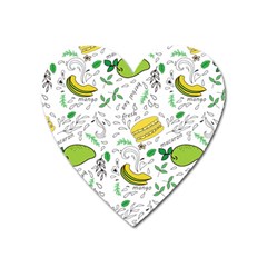 Hamburger With Fruits Seamless Pattern Heart Magnet by Jancukart