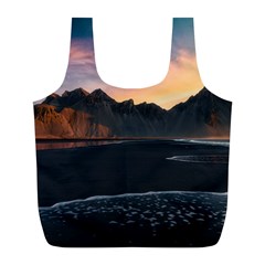 Beach Volcano Ocean Sunset Sunrise Iceland Full Print Recycle Bag (l) by danenraven