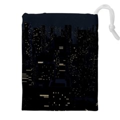 City Night Urban Downtown Science Tower Halo Drawstring Pouch (4xl) by danenraven