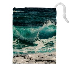 Sea Ocean Waves Seascape Beach Drawstring Pouch (4xl) by danenraven