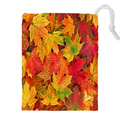 Autumn Background Maple Leaves Drawstring Pouch (4xl) by artworkshop