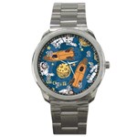 Missile Pattern Sport Metal Watch Front