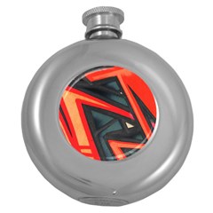 Graffiti Detail Wallpaper Texture Background Round Hip Flask (5 Oz) by Pakemis