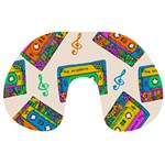 Seamless Pattern With Colorfu Cassettes Hippie Style Doodle Musical Texture Wrapping Fabric Vector Travel Neck Pillow Front